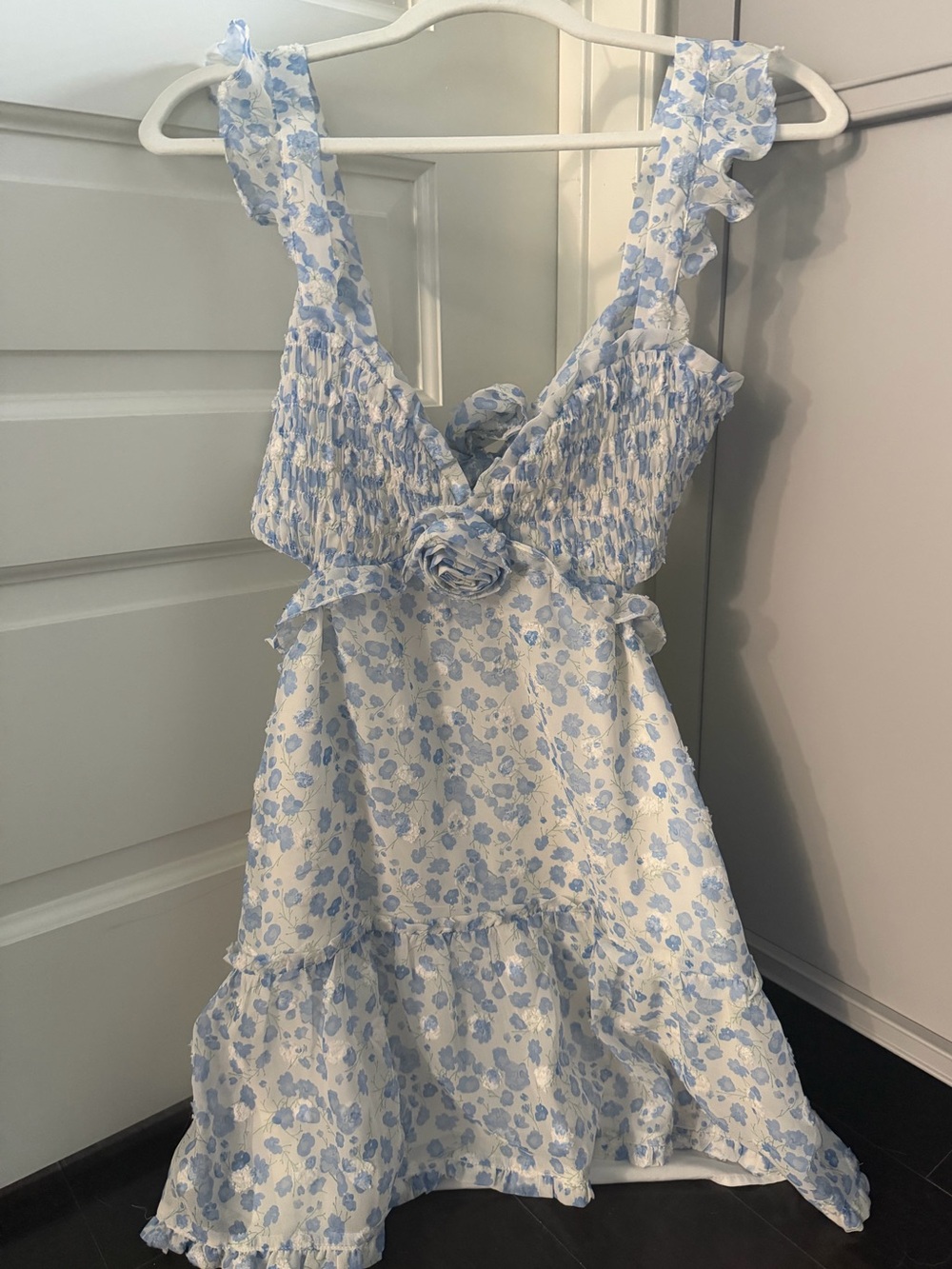 Blue Floral Ruffle Sundress